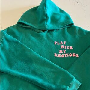 Edikted Teal Hoodie with Pink Label